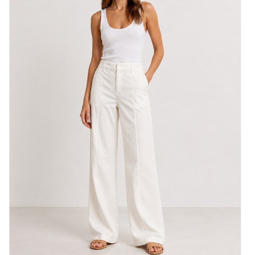 J Brand Vega High Rise Wide Leg Linen Pants White Size 29